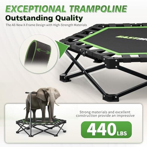 East Mount 42" Folding Fitness Trampoline for Adults, Foldable Mini Trampoline with Handle, Exercise Rebounder, Small Trampoline for Adults, Max Load 440lbs, for Indoor Garden Workout’