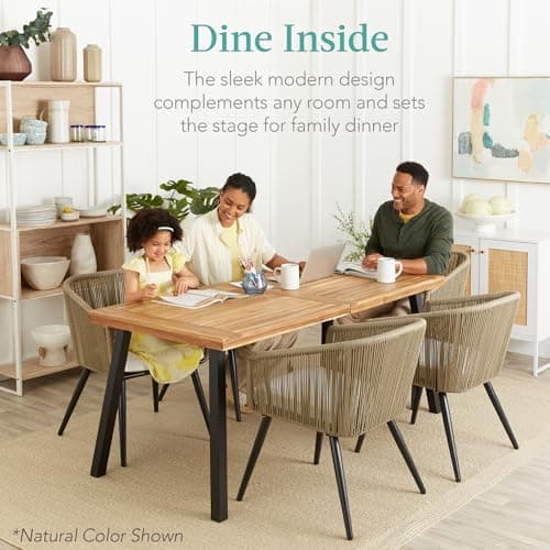 Best Choice Products 6-Person Indoor Outdoor Acacia Wood Dining Table, Picnic Table w/Powder-Coated Steel, 350 Pound Capacity Legs - Espresso