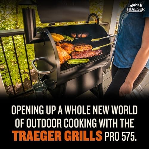 Traeger Grills Pro 575 Wood Pellet Smoker and Grill, WiFi and App Enabled Electric Smoker, 6-in-1 BBQ and Pellet Grill, 572 Square Inches of Grilling Area, 500 Degree Max Temperature, Bronze Finish