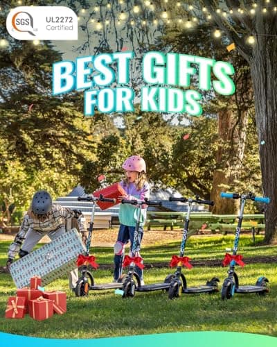 Gyroor H40 Kids Electric Scooter, 180W Motor, Up to 10 MPH, LED Display & Colorful Lights, Adjustable Height, for Boys & Girls Ages 8-12, Great Birthday Gift