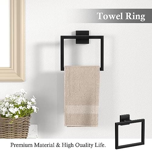 10-Pieces Matte Black Bathroom Accessories Set, 23.6 Inch Bath Towel Bar Set, SUS 304 Stainless Steel Bathroom Hardware Set, Towel Racks for Bathroom Wall Mounted.