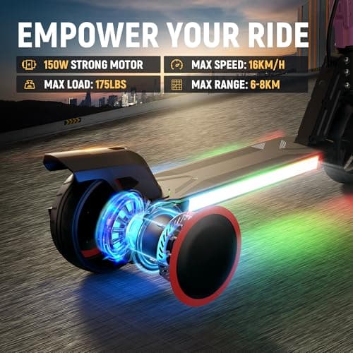 Foldable Electric Scooter for Kids, with Bright Front LED Lights,Shining Pedal Lights, LED Display, Dual Brakes 150W Motor Kids Electric Scooter, UL2272 Certified