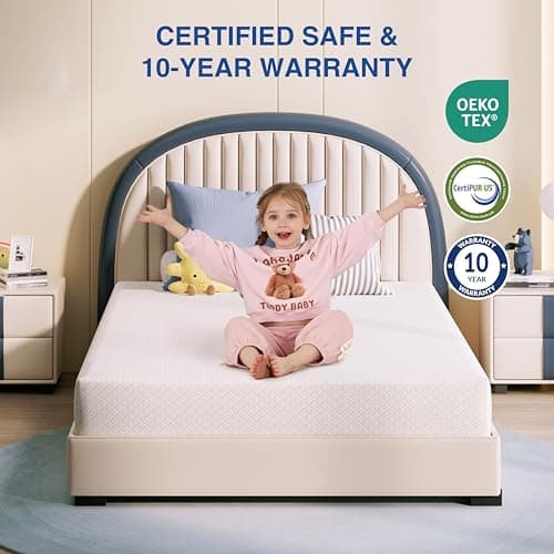 Twin Mattress, 8 Inch Memory Foam for Kids, Cooling Green Tea Gel, Fiberglass Free Comfortable Cover, Medium Firmness, Mattress in a Box, Foam Made in USA, CertiPUR-US Certified