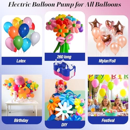 Electric Balloon Pump, 3-in-1 Portable Air Pump for Inflatables and Balloons, Dual Nozzle Balloon Blower Machine for Latex 260q Foil Balloons 110V Inflator Deflator for Pool Floats Air Mattress
