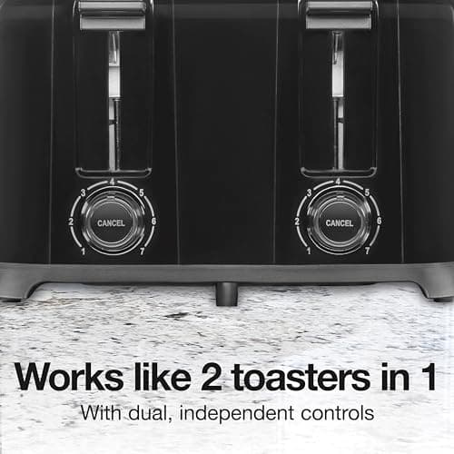 Proctor Silex 4 Slice Toaster with Extra Wide Slots for Bagels, Cool-Touch Walls, Shade Selector, Toast Boost, Auto Shut-off and Cancel Button, Black (24215PS)