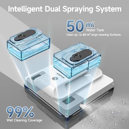 AlfaBot Window Cleaning Robot, 4500PA High Suction Power Window Cleaner with Dual Water Spray,3.0 Path Planning, Edge Detection Technology,Perfect for High-Rise Windows, Big Glass