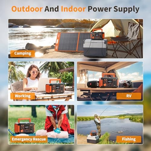 EBL Portable Power Station 500W, 444Wh Backup Lithium Battery, 500W Solar Generator For Outdoors Camping Travel Home Emergency Use (Solar Panel Optional)