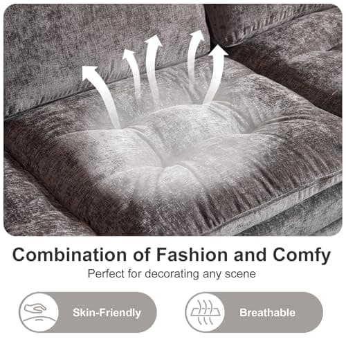 VINGLI 129'' Reversible Sectional Couches for Living Room,L-Shaped Couch Sofa Set with Chaise,Comfy Cloud Couches in Lattice Decored Seat Cushion with Double Pads, Grey