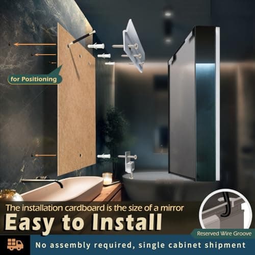 KWW Inch LED Lighted Bathroom Medicine Cabinet with Mirror (31 * 28), Sliver, KWWMC80