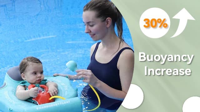 Mambobaby Baby Swim Float with Canopy Non-Inflatable Infant Pool Float with Tail 3-24 Months Avoid Flip Solid Skin-Friendly Material for Toddler Boys Girls