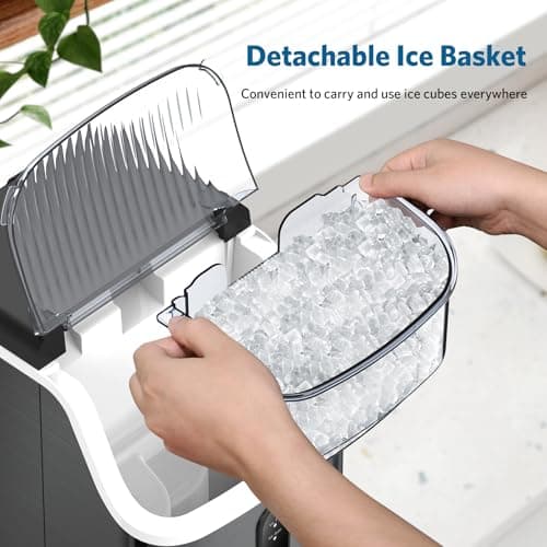 COWSAR Nugget Ice Makers Countertop Soft Chewable Pellet Ice Machine with Auto-Cleaning Function, 35Lbs/24H, Portable Ice Makers for Kitchen, Office, Home,Silver
