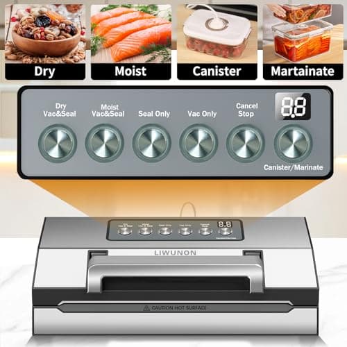 2025 Upgraded Precision Fast-Vacuum Sealer, LIWUNON Commercial Full Automatic Food Vacuum Sealer Machine, Double Heat Seal, Built-in Cutter&Bag Storage, Powerful Food Vacuum Saver, 2 Rolls Bags&hose