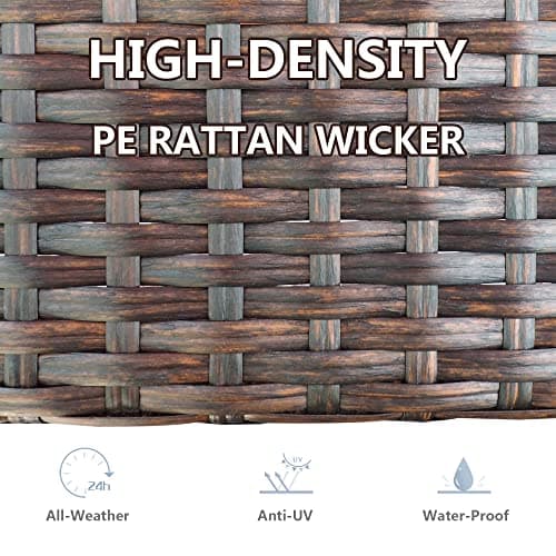 Skypatio Outdoor Recliner Chair, Adjustable All-Weather Wicker Oversized Patio Reclining Chair, Aluminum Patio Rattan Armchair with Thick Cushion for Porch, Balcony, Indoor