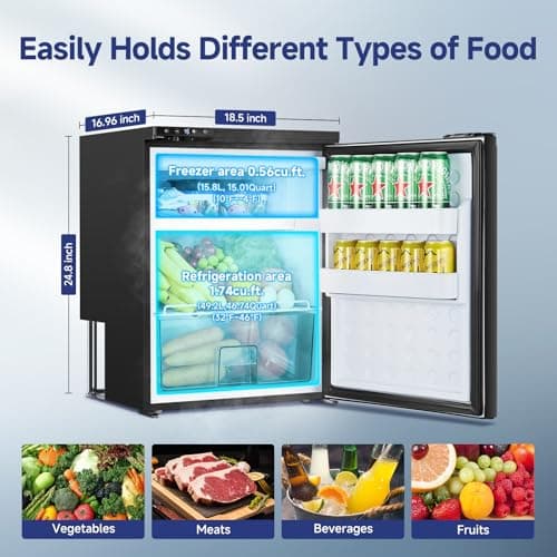 BODEGACOOLER 12 Volt Refrigerator, RV Refrigerator APP Control, 65L(2.3cu.ft.) RV Fridge Freezer, Car Refrigerator with Lock, (4℉-46℉) Travel Compressor Cooler 12/24V DC for Truck, RV, Camping