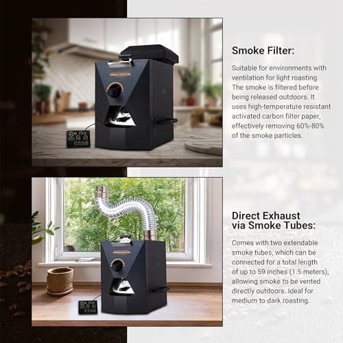 1Pound Electric Coffee Roaster, Automatic Roasting And Easy Operation, With A Smoke Filter(Suitable for light roasting), 2 Chimney Tube, And Chaff Collector.
