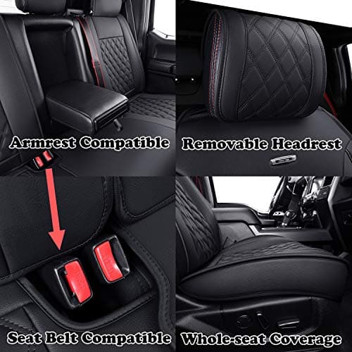 Aierxuan Car Seat Covers Full Set with Waterproof Leather, Automotive Vehicle Cushion Cover for Cars SUV Pick-up Truck Fit for 2009 to 2025 Ford F150 Carhartt and 2017 to 2025 F250 F350 F450