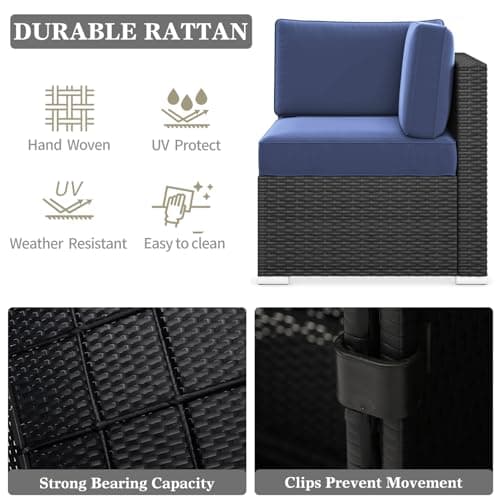 LayinSun 13 Pieces Patio Furniture Set with Fire Pit Table, Black Rattan Modular Sectional Outdoor Conversation Sofa Set, Swivel Rocking Chairs Set