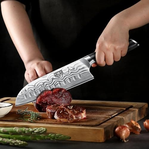 5 Pieces Knife Set, Professional Powder Steel Chef Knife Set, Ultra Sharp Japanese Kitchen Knives Set with Ergonomic Pakkawood Handle
