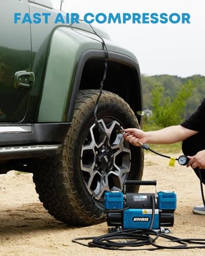 Kohree 12V Dual Cylinder Air Compressor, 12.35 ft³/Min Fast Tire Inflator, Portable Heavy Duty Tire Pump with Max 150 PSI for Offroad Truck, RV, 4x4 Vehicles