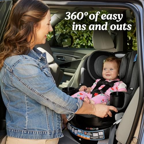 Graco EasyTurn 360 2-in-1 Convertible Car Seat, 360 Degree Rotating Infant to Toddler Rotating Car Seat, 2 Modes Forward and Rear Facing, Slim Design, Cyran
