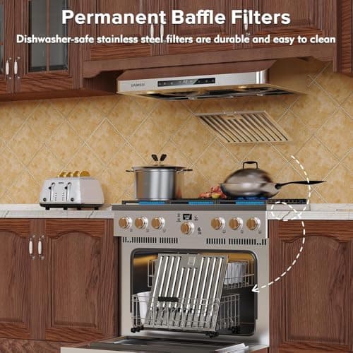 Under Cabinet Range Hood 30 Inch,900 CFM Stainless Steel Kitchen Stove Vent Hood with 4 Speed Exhaust Fan Gesture Sensing/Touch/Remote Control