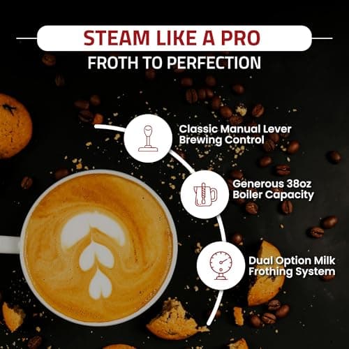 La Pavoni Professional 16-Cup Lever Espresso Machine - Copper and Brass Espresso Maker with Bottomless Portafilter - 38oz Boiler with Pressure Gauge - Manual Lever Operation - Made in Italy