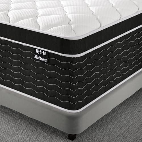 Queen Mattress, 14 inch Queen Bed Mattress in a Box, Firm Hybrid Mattresses with Gel Memory Foam and Pocket Springs, Pressure Relief & Upgraded Support, Cooling and Breathable