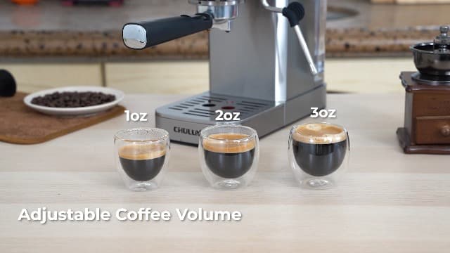 CHULUX Slim Espresso Machine with Milk Frother Steam Wand, 20 Bar Professional Italian Pump Espresso Coffee Machine for Home Cappuccino & Latte Maker, Silver