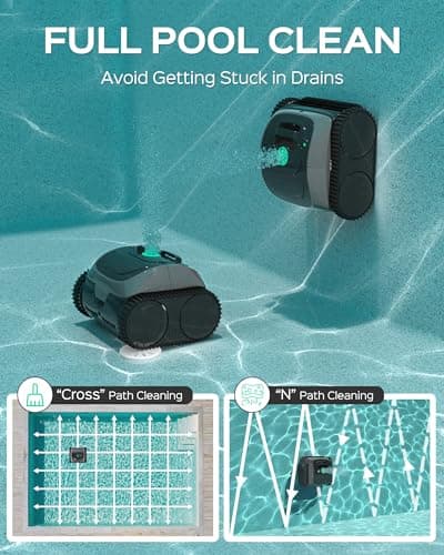 WYBOT C1 Robotic Pool Vacuum for Inground Pools, 150min Runtime Cordless Pool Cleaner up to 1,614Sq.ft, Wall & Waterline Cleaning, 4-in-1 Smart Navigation, App Support
