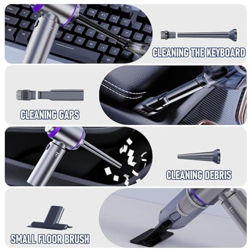 Car Vacuum Portable Cordless 20000PA High power Mini Vacuum Cleaner 4-in-1 Compressed Air Duster & Air Blower & Pump Hand Held Vacuum with Brushless Motor for Car, Home, Office,Camping (Purple)