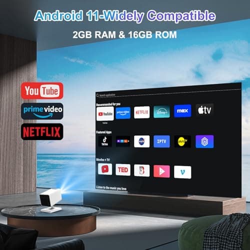 Mini Projector, 4K Portable Video Projector with WiFi6 & Bluetooth 5.4, 150 ANSI Lumen, Automatic Vertical Correction, 130'' Screen Home Cinema Smart Projector for Phone, PC, HDMI USB, Laptop