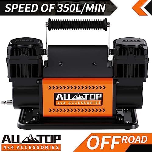 ALL-TOP Air Compressor Kit, Dual Cylinder 12V Portable Inflator 12.35 ft³/Min, Offroad Air Compressor Pump for Truck Tires, Heavy Duty Max 150 PSI for 4x4 Vehicle & RV