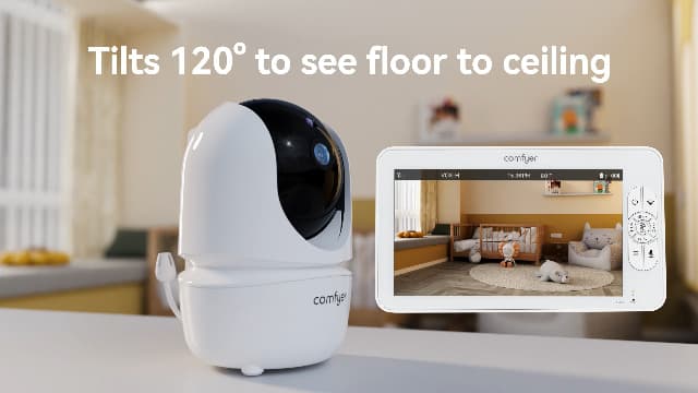 7" Split-Screen Baby Monitor with 2 1080P Cameras, 720P HD No WiFi Monitor with a Flexible Bracket, Video Baby Monitor with Camera and Audio, 2 Way Audio, Remote PTZ, Auto Night Vision