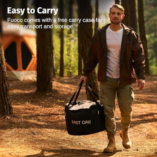 EAST OAK Fuoco Smokeless Fire Pit 21'' for Patio and Outdoor, Stainless Steel Firepit Wood Burning Fireplace with Carrying Bag, Portable Outdoor Fire Pit with Stand & Removable Ash Pan for Outside