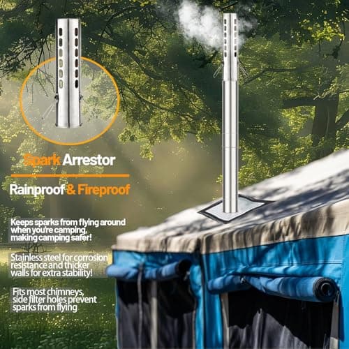 Hot Tent Stove,AVOFOREST Wood Burning Stove,Small Wood Stove with 7 Stainless Chimney Pipes for Outdoor Heating & Cooking, Ice Fishing, Hunting