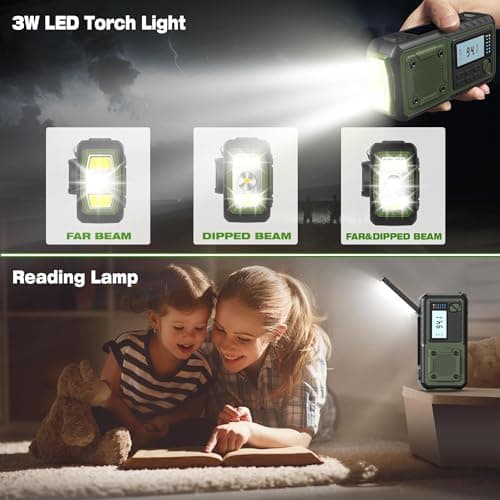 Crank Emergency Radio, Weather Radios5000mAh, Solar Radios with Hand Crank Emergencies, NOAA/AM/FM Weather Alert Radio, SOS Alarm,Flashlight & Reading Lamp, for Indoor Outdoor Survival