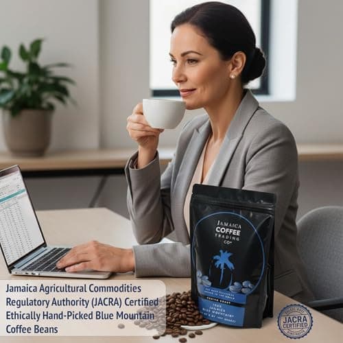 100% Jamaica Blue Mountain Coffee Beans No. 1, 227grams / 8oz - Medium Roast Whole Coffee Bean - 100% Pure Arabica, Small Batch Roasted - JACRA Certified, Low Acidity, Ethically Sourced
