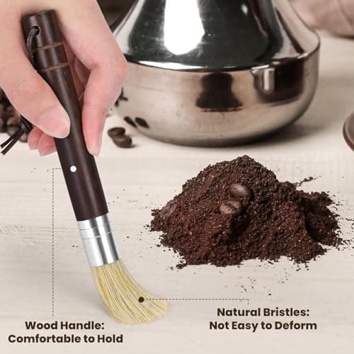 Coffee Grinder Cleaning Brush, Espresso Machine Brush Cleaner Tool with Wooden Handle and Natural Bristles for Barista Home Kitchen