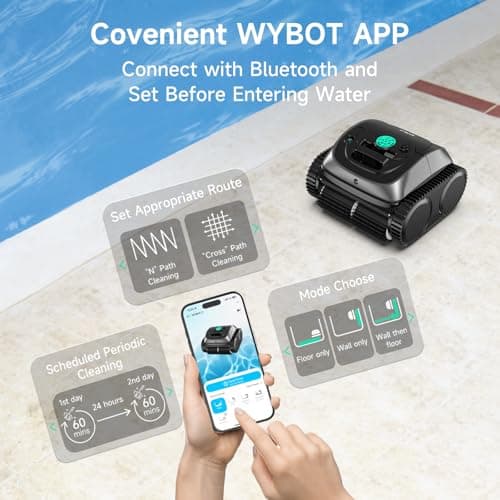 (2025 Upgrade) WYBOT C1 Pool Robot Vacuum for Inground Pools, 4-in-1 Cordless Robotic Pool Cleaner Lasts 150min, Triple-Motor up to 1,614 Sq.ft, Smart APP Support, Auto Wall & Waterline Cleaning