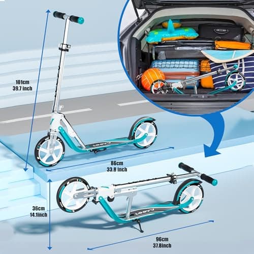 Scooter for Kids 6-12 & Adults | Adjustable Height, Foldable, Lightweight Aluminum Frame | Holds Up to 220lbs | Smooth Ride on Any Terrain