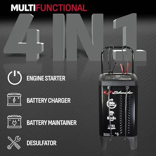 Schumacher Electric 150A 12V Wheeled Battery Charger/Engine Starter for Cars, Trucks & RVs - Automatic Car Battery Charger/Maintainer - with 20A Boost Mode & 6A Charge / 2A Maintain Mode - SC1364