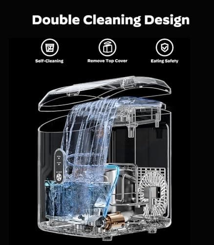 Silonn Nugget Ice Maker Countertop - 33lbs/24H, Pebble Ice Maker Machine with Self-Cleaning Function, Portable Ice Makers for Home Kitchen Office