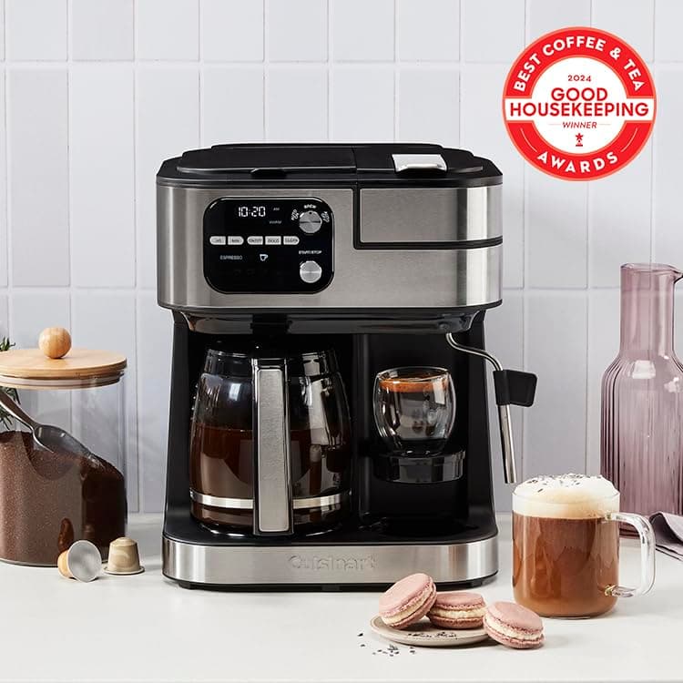 Cuisinart Coffeemaker, Coffee Center Barista Bar 4-In-1 Coffee Machine, Single-Serve Coffee, Espresso & Nespresso Capsule Compatible, 12-Cup Carafe, Black, SS-4N1NAS