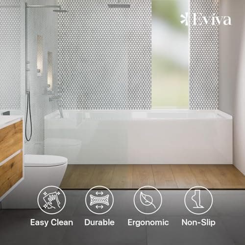 Eviva Nova 60" White Acrylic Free Standing Tub for Bathrooms - White Bathtub with Chrome Left-Hand Drain - luxurious Bathtubs - 60 inch Bathtubs for Bathrooms