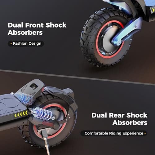 iScooter Electric Scooter, 40/43/50 Miles Long Range & 28/38 MPH Top Speed E Scooter, 10/11/12" Offroad Pneumatic Tire Scooter for Adults with Turn Signals, Double Braking Systems, APP and Storage Bag