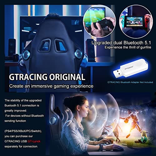 GTRACING Gaming Chair with Speakers Bluetooth Music Video Game Chair Audio Ergonomic Design Heavy Duty Office Computer Desk Chair (Black)