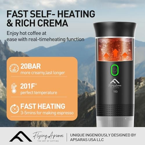 APSARAS USA Portable Coffee Maker for Travel, Portable Espresso Maker, 20 bar Mini Espresso Machine, 3in1 Travel Coffee Maker with Ground Coffee & Capsule(Ns&DG) for RV, Camping, Car
