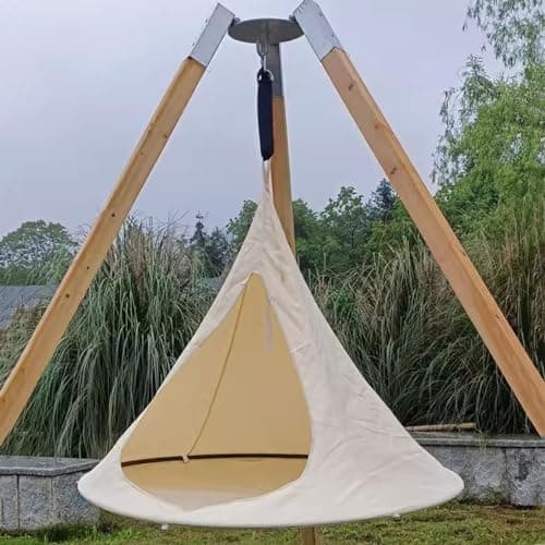 Flying Saucer Shape Hammock Swing Chair Teepee Hammock Stand Garden Outdoors Chair Hanging Swinging Swings Tree Chairs Free Standing for Kids & Adults Indoor Outdoor Hammock Tent,Rose red,100cm