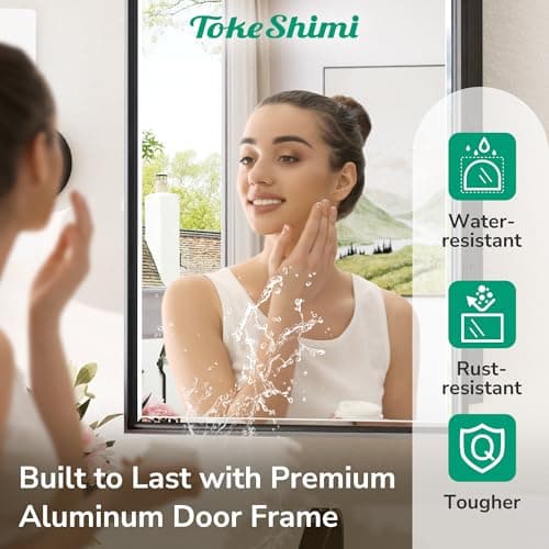 TokeShimi 17x25 Recessed Medicine Cabinet with Mirror Surface Mounted, Metal Beveled Mirror with Storage for Bathroom Vanity, Aluminum Black Medicine Cabinet Mirrored