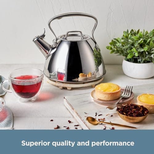 All-Clad Specialty Stainless Steel Tea Kettle 2 Quart Induction Pots and Pans, Cookware Silver